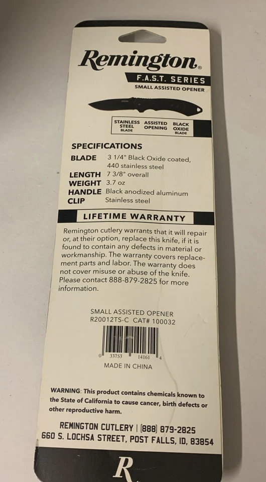 Remington F.A.S.T. Series Small Assisted Opener 4.25” Closed New In Package RARE - Image 2 of 3