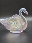 Fenton Pink Opalescent Iridescent Swan Trinket Holder