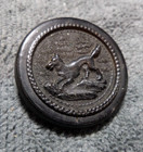 Vintage Antique Pressed Horn Carved Picture Button RUNNING DOG Back Depose — photo 2