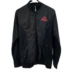 Kappa Track Jacket Full Zip Embroidered Stand Collar Logo Pocket Black XLarge