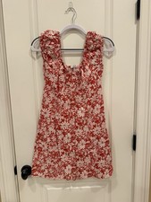 Madewell Margie Mini Dress Floral Print Red Button Front New With Tags