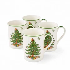 Spode Christmas Tree Stackable Mugs, Set of 4 - Festive 12oz