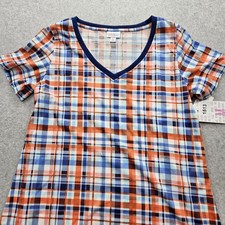 Lularoe Women's Medium Blue Red Checkered Tops NWT
