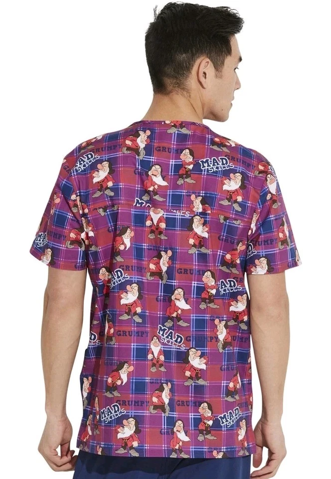 Grumpy Cherokee Scrubs Disney Tooniforms Mens V Neck Top Medium New - Image 2 of 4