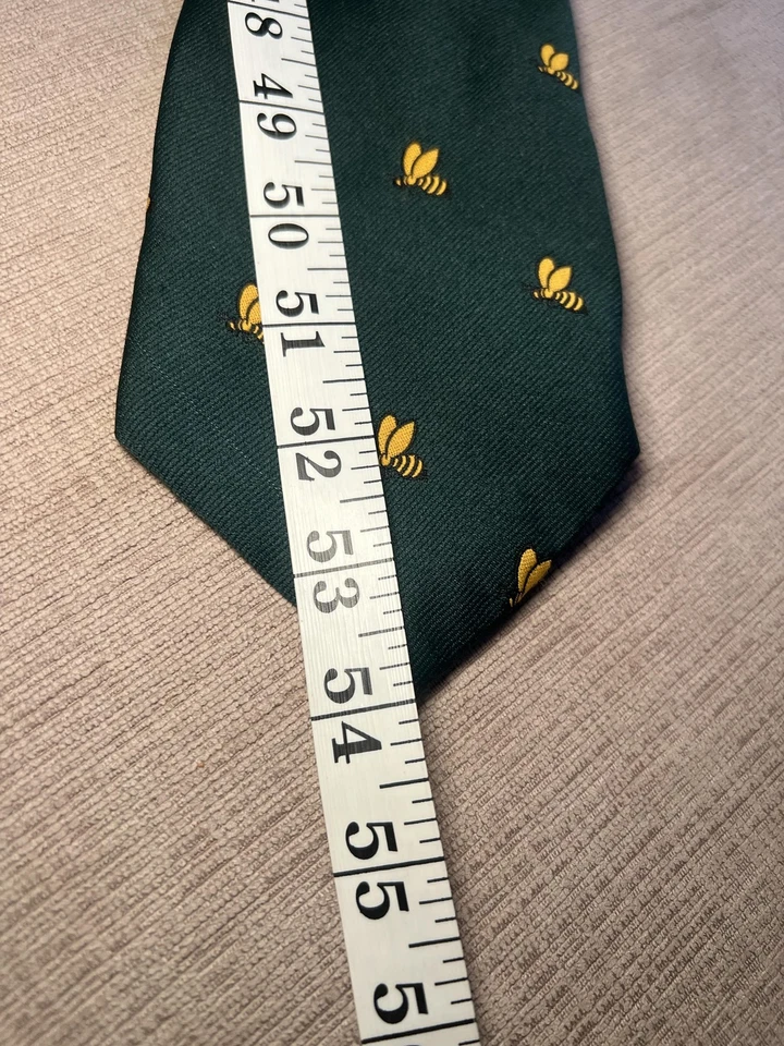 Corbata Pick-Smith Ltd para hombre talla única verde motivo abeja Locust Valley NY Preppy Foto 4 de 4