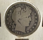 1905-D Barber Silver Half Dollar 50c Original Rare US Type Coin