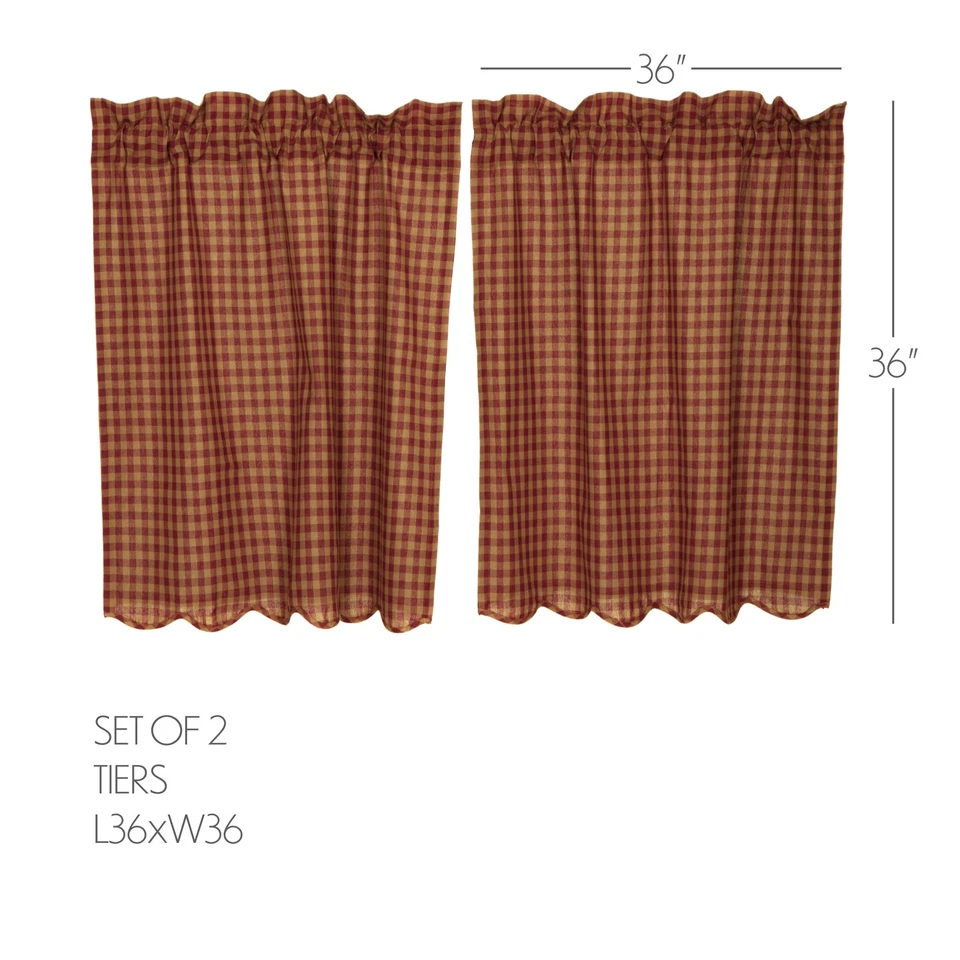 Conjunto Borgonha Xadrez Borgonha (2 Prairie Swag 36x18; 2 Camadas 36x36) Marcas VHC - Imagem 4 de 4