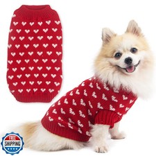Dog Sweater Heart Puppy Sweater Warm Soft Pet Cloth Dog Outfits for Small Dog