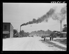 Woodville Greene County Georgia 1941 Main Street Cars Smokestack Smoke