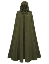 Renaissance Hooded Cape Medieval Cloak Halloween Costume Olive Green One Size