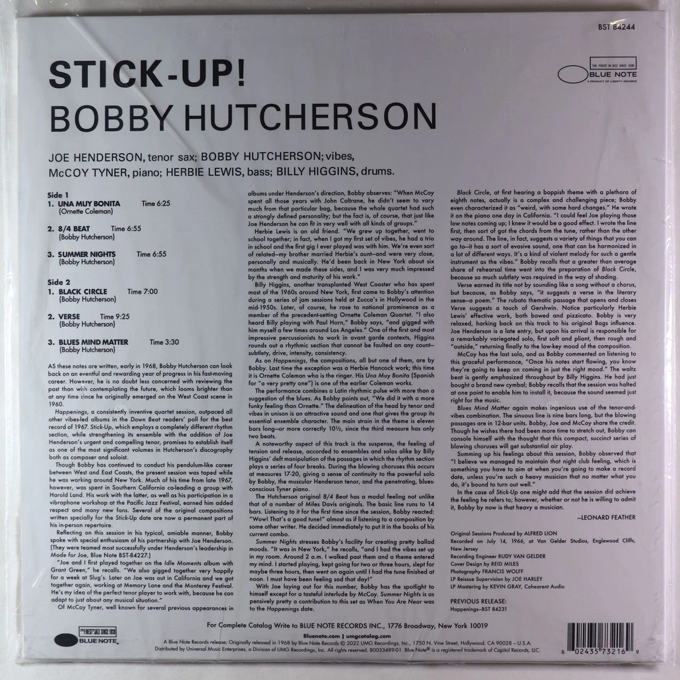 Bobby Hutcherson - Stick-Up LP - Blue Note BST 84244 180g Reissue Stereo SEALED - Image 2 of 2