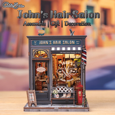 CUTEBEE Friseursalon Zum Selbermachen Miniatur Haus, Friseursalon Modell Geschenk Dekor, 3D Puzzle