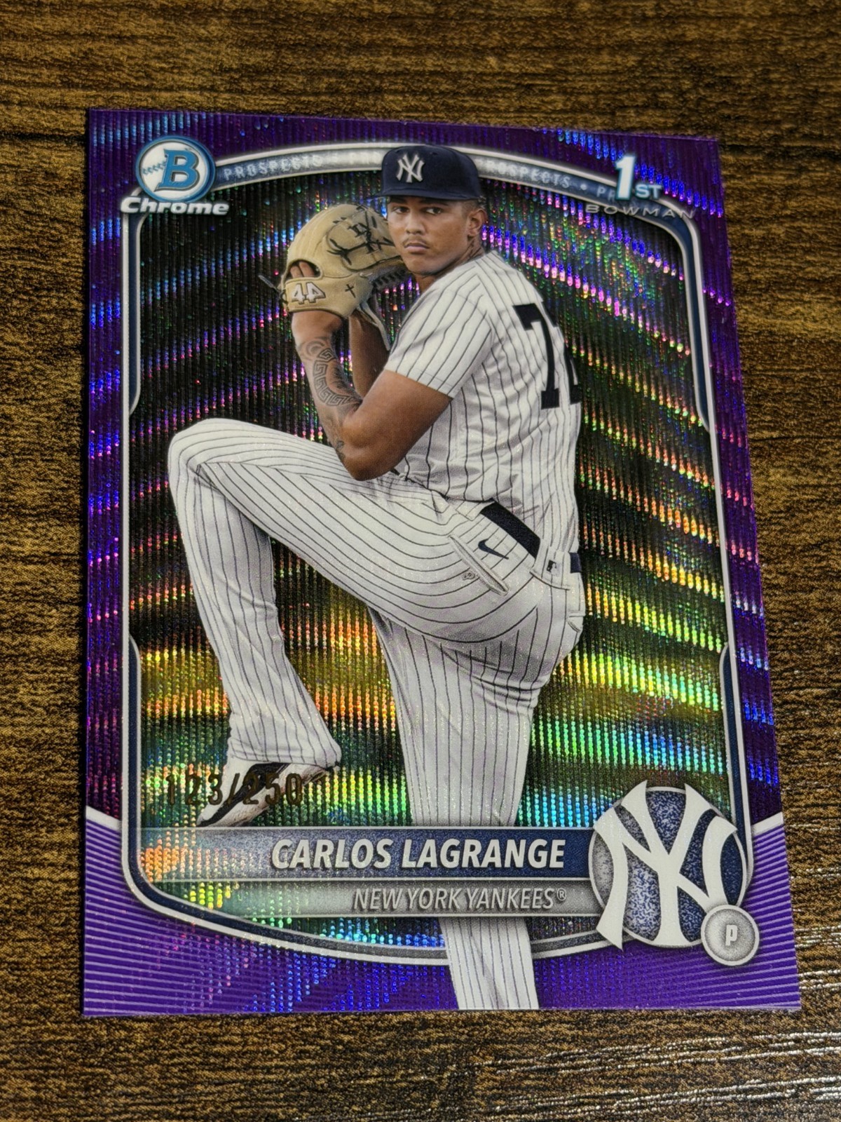 CARLOS LAGRANGE 2025 Bowman Chrome #BCP-202 Yankees Purple Wave Refractor /250