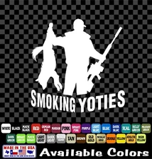 Smoking Yoties Coyote Animal Paw Prints Hunting Parvo Vinyl Decals Car Truck Win
