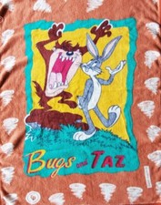 LOONEY TUNES Bugs and Taz Blanket 74"x58" Warner Bros Damaged