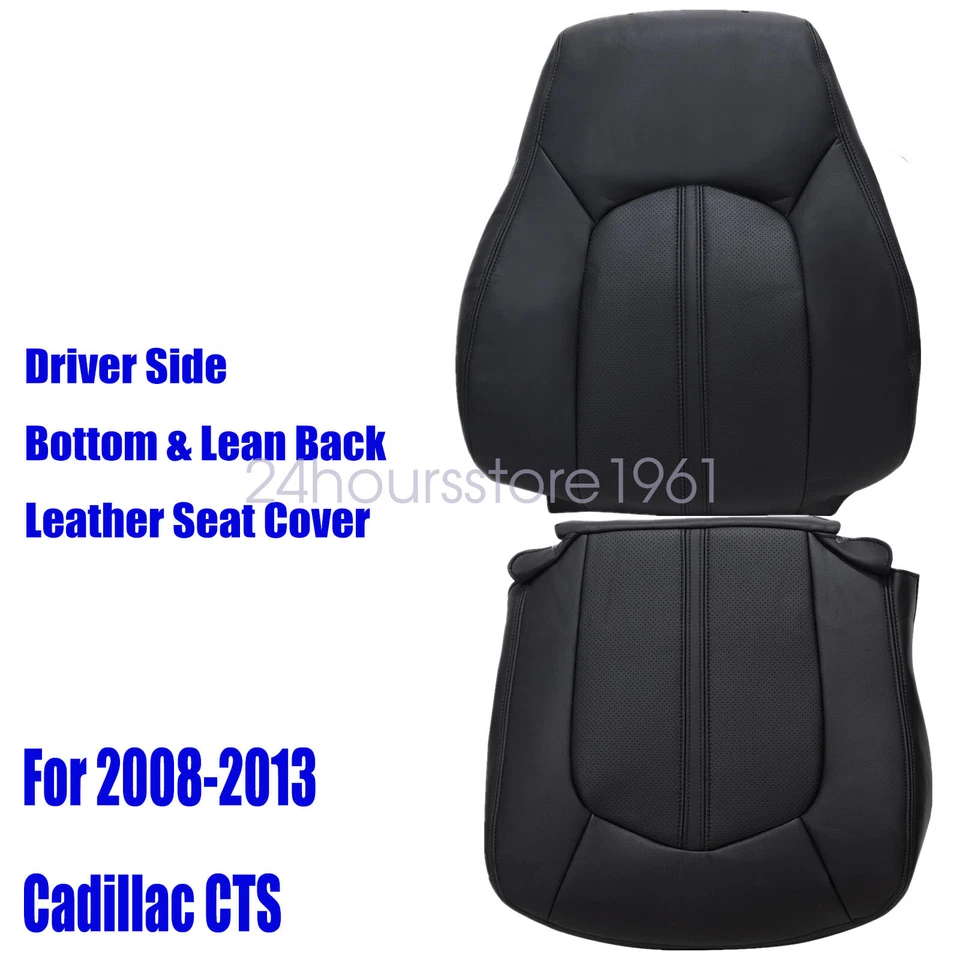 For 2008 2009-2013 Cadillac CTS Front Driver Bottom-Top Leather Seat Cover Black Foto 3 de 4