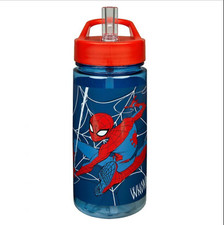 Disney Spiderman 500mL Kids Acrylic Water Bottle w/Folded Straw-NWT