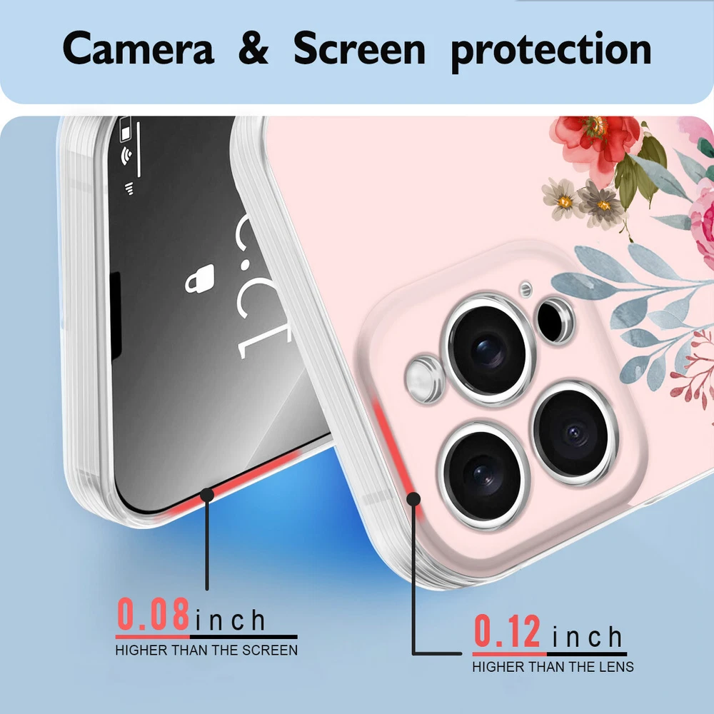 Floral TPU Phone Case for iPhone 15 16 Plus 14 13 12 11 XS Pro Max