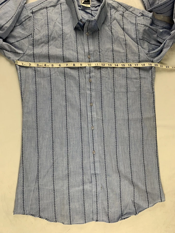 Camisa DE COLECCIÓN American Classics FAME Azul Rayas Verticales Botones Hombres LT 16-16.5 Foto 2 de 4