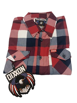 NWT Mens DIXXON Flannel 2XL red White Blue Plaid BANNER Flannel Shirt