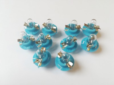 10 Stück Kunststoff Sockellampe blau Bax 12V 1,2W B8.4d Anzeigelampe  M56w