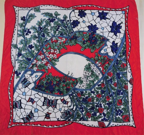 Foulard 100% Pure en Soie Vintage Femme Marina D'Este (1662) 88cm x Foulard 100% Pure en Soie Vintage Femme Marina D'Este (1662) 88cm x