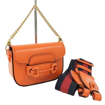 Gucci Horsebit 1955 2Way Shoulder Bag Leather Orange 726863