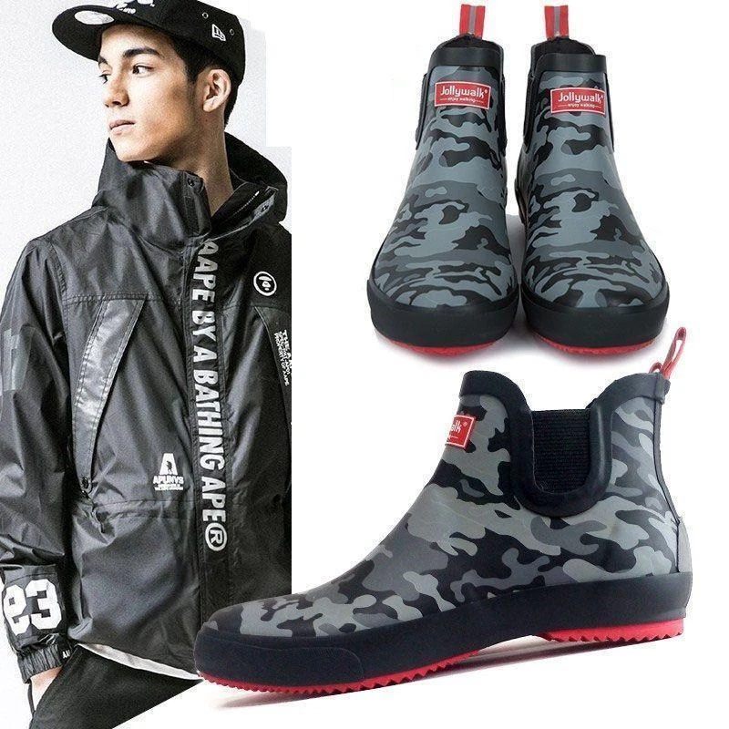 Moda Hombres Antideslizantes Impermeables Cocina Pesca Botas de Lluvia Botines Camuflaje Foto 3 de 4
