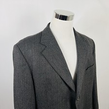Stafford 46R Sport Coat Worsted Wool Cashmere Herringbone Gray Three Button