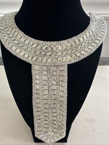 Vintage Hand Made Beaded Collar Glass Tube Beads