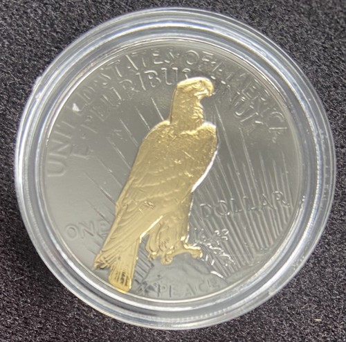 1922 Genuine AU Peace Silver Dollar w/ 24K GOLD & BLACK RUTHENIUM / Box / COA - 第 2/8 張圖片