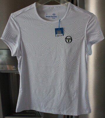 Sergio Tacchini Court Women's Tennis Top XS White and Gray X-Small Shirt NEW