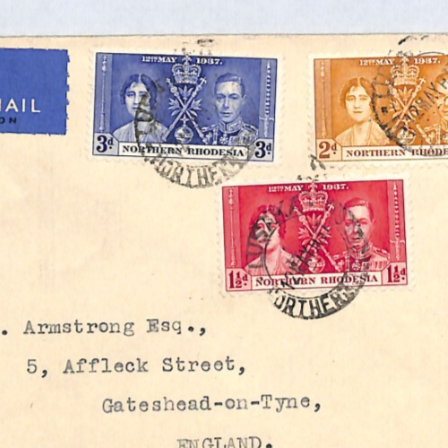 NORTHERN RHODESIA FDC 1937 KGVI CORONATION *Lusaka* Gateshead {samwells}XC182 - Picture 4 of 9