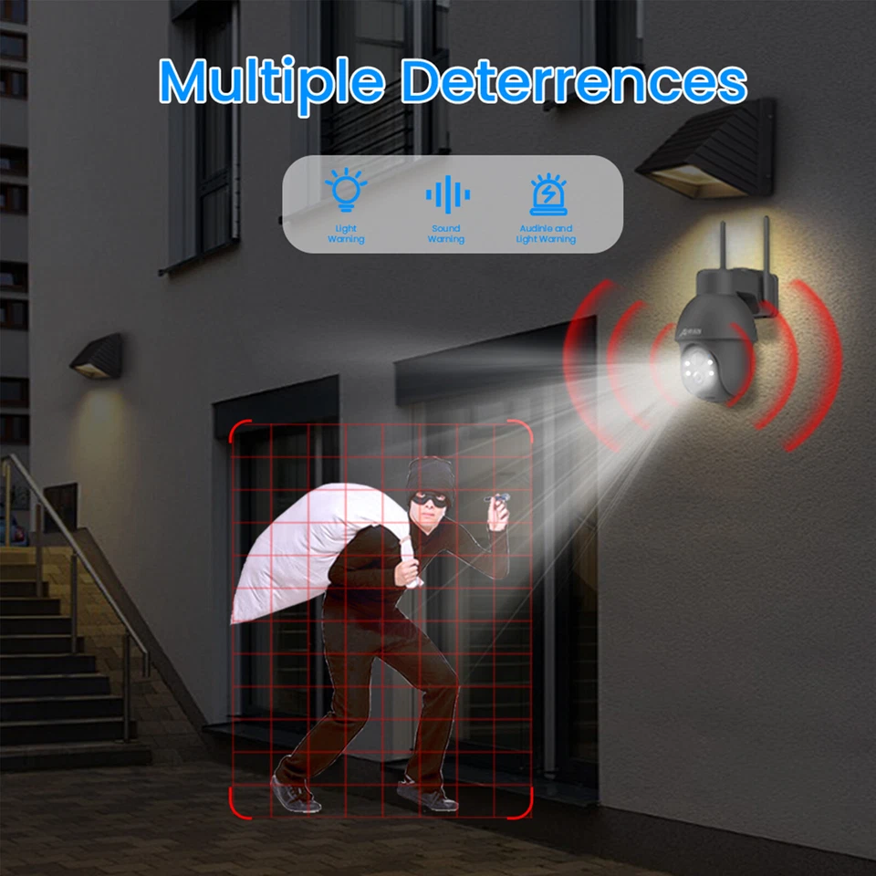 ANRAN 3MP WIFI Pan/Tilt Home Security Camera Outdoor Wireless Solar Battery Home - Image 4 of 4