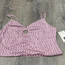 New So Pink Striped Tank Shirt Large J40
