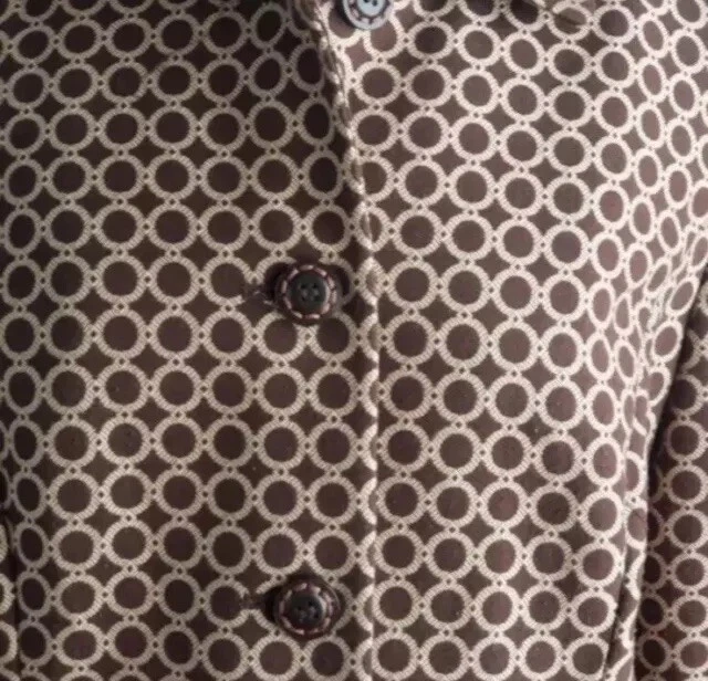 Vintage Y2K Sigrid Olsen Coat Geometric, Design -Brown Beige Brocade XS - Image 4 of 4