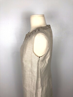 LOFT Beige 100% Linen Embellished Sleeveless Dress, Size 6 | eBay