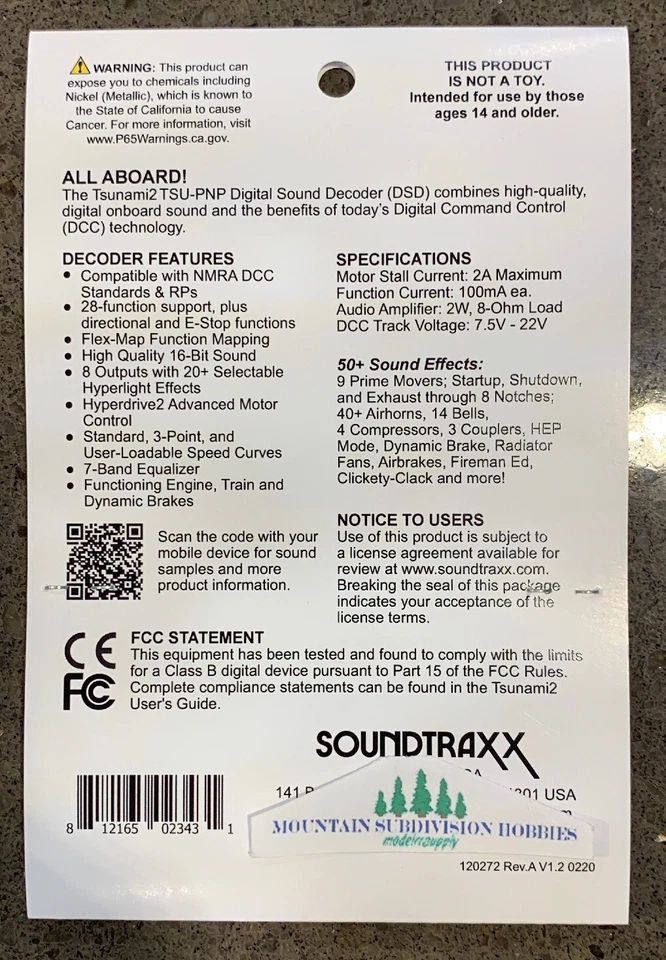 New  Soundtraxx 885816 Tsunami 2 TSU-PNP8 BW Genset GTEL Sound Decode 8 Function - Image 3 of 4