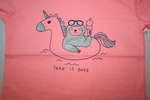 Neu Carter's Mädchen Top 7 Jahre Take It Easy Faultier mit Eistüte schwimmend