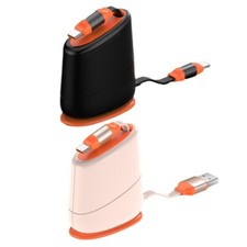 Portable Retractable Desktop Charger Cable 2 in 1 for iPhone/Type C/Micro USB...