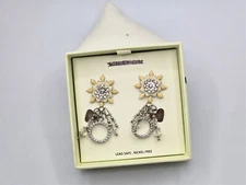 Lunch At The Ritz Pierced Earrings Yellow Snowflake & Crystal