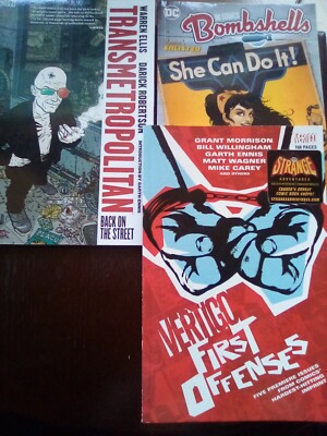 3 Comic Books BOMBSHELLS She Can Do, TRANSMETROPOLITAN Back on Street, VERTIGO