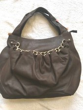  Charles David Avril Chocolate Brown Logo Hobo Handbag, BRAND NEW 