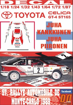 DECAL TOYOTA CELICA GT-4 J. KANKKUNEN R. MONTECARLO 1989 5th (01)