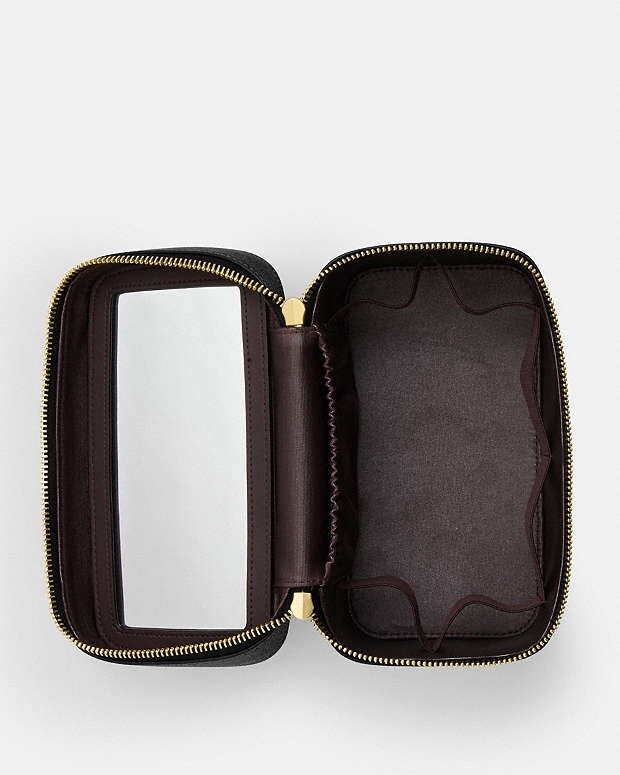 NWT Coach Cosmetic Case In Black Leather CW727 | eBay