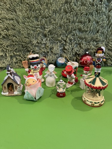 Lote 13 Adornos Navideños Algunos Vintage Cerámica Madera Plástico - Imagen 5 de 8