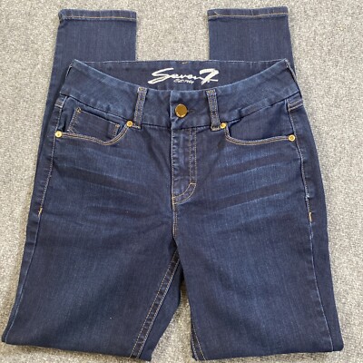Seven Jeans Womens Blue Tummyless Skinny High Rise