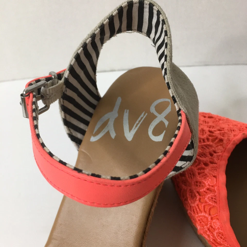 Stitch Fix DV8 Dolce Vita Talla 10 Neón Naranja Encaje Cuña Hebilla de Tobillo Foto 3 de 4