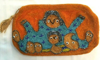Beaded Clutch Evening Handbag Purse Abstract Art beaded on bag ARTIST SIGNED NWT