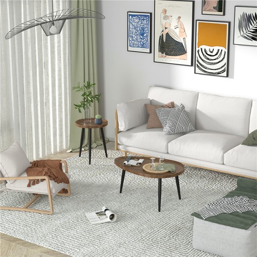 2X Modern Nesting Coffee Table Living Room Accent Table Rust-proof Metal Frame - Picture 6 of 16